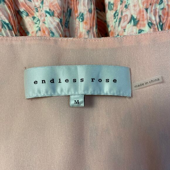 Endless Rose Floral Textured‎ Bow Tie Mini Dress Size M Pink Party - Picture 2 of 9